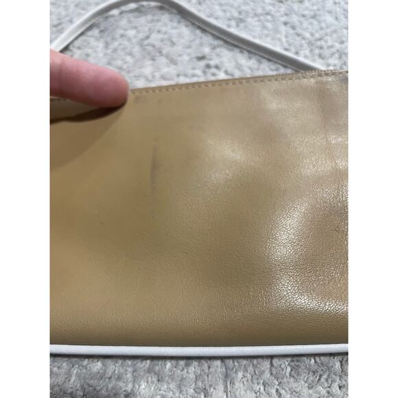 Coach Wristlet Clutch Mini Purse Tan White With Hangtag Turn Lock Leather - Picture 8 of 13